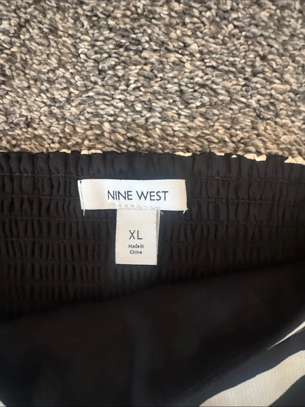 Nine West Black & White Puff Sleeve Crop Blouse